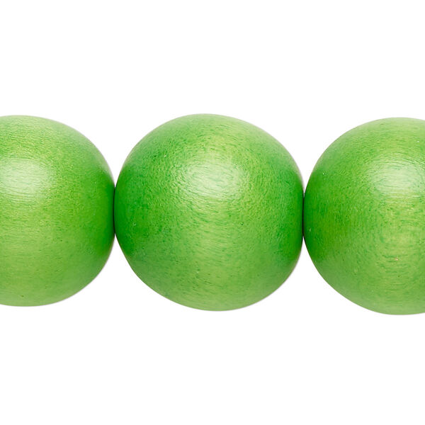Bead, Taiwanese cheesewood (dyed / waxed), kelly green, 19-20mm round. Sold per 15-1/2" to 16" strand. image number 0