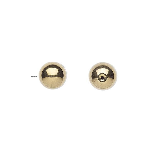 Hemalyke™ 1pkg4, electroplated half-drilled round bead 8mm image number 0