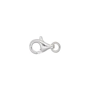 Clasp lobster claw 1pkg1 sterling silver, 12x7mm / jump ring, 1-strand