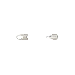 Cord end, fold-over, sterling silver, 5x3.5mm round, 2.5mm inside diameter. Sold per pkg of 10.