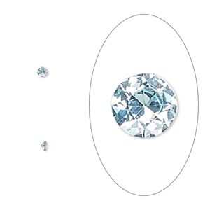 Gem, cubic zirconia, aqua blue, 2mm faceted round, Mohs hardness 8-1/2. Sold per pkg of 10.