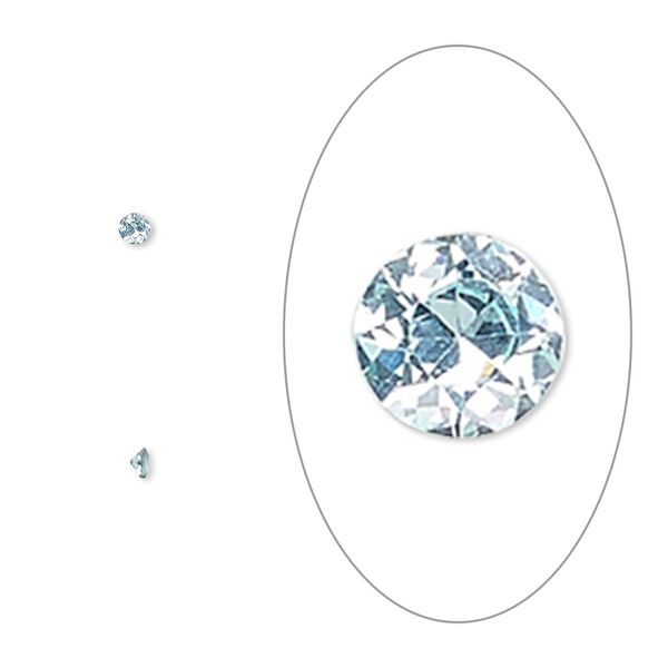 Gem, cubic zirconia, aqua blue, 2mm faceted round, Mohs hardness 8-1/2. Sold per pkg of 10. image number 0
