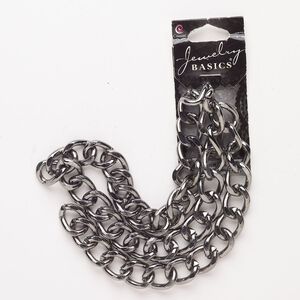 Chain, steel, pkg/18 inches, 11.8mm diamond-cut curb, gunmetal finish.