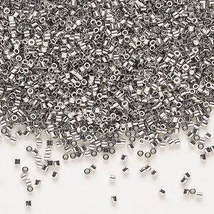 Seed bead, Delica®, glass, pkg/4g, #15 round, opaque palladium-plated (DBS-0038).