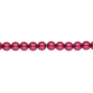 Pearl 2pk red, Celestial Crystal® 4mm round 15.5-16 inch