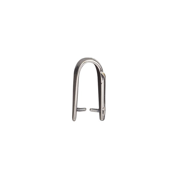 Bail, JBB Findings, ice-pick, antique silver-plated brass, 15x10mm shield with lines, 11.5mm grip length. Sold individually. image number 1