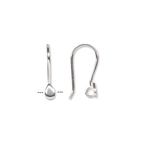 Ear wire fishhook 1pkg8 sterling silver, 17mm teardrop / open loop, 18-20 gauge 4 pair