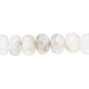 White opal 1pkg1, hand-cut faceted rondelle bead natural 14 inch 10x6mm-11x8mm