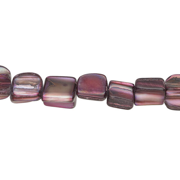 Mother-of-pearl shell 1pkg1, triangle tube bead 15 inch dark orchid 6x5mm-9x8mm image number 0