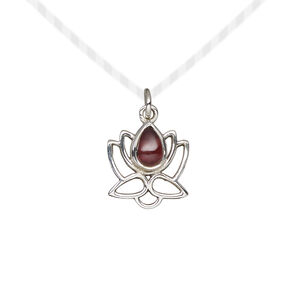 Garnet / sterling silver 1pkg1, antiqued open lotus drop natural 12x12mm