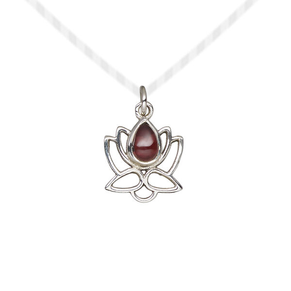 Garnet / sterling silver 1pkg1, antiqued open lotus drop natural 12x12mm image number 0