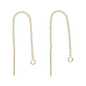 Ear thread 1pkg2 14Kt gold-filled, 2.5 inch cable chain / open loop, 1 pair