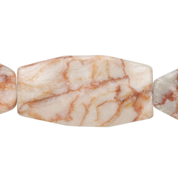 Redline marble 1pkg1, hammered freeform bead natural, 15 inch 30x19mm-44x24mm image number 0