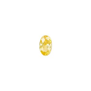 Gem, cubic zirconia, topaz gold, 5x3mm faceted oval, Mohs hardness 8-1/2. Sold per pkg of 5.
