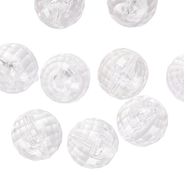 Bead, acrylic, transparent clear, 18mm faceted round. Sold per 25-gram pkg image number 0