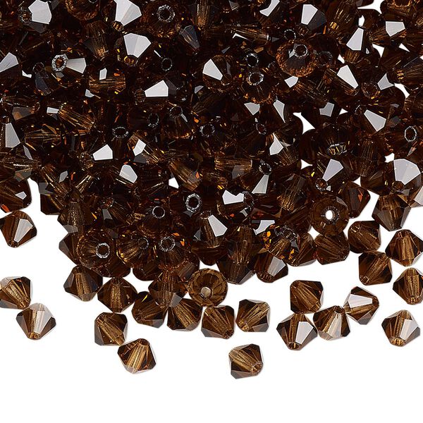 Bead 48pk smoked topaz, Preciosa Czech crystal 4mm bicone image number 0