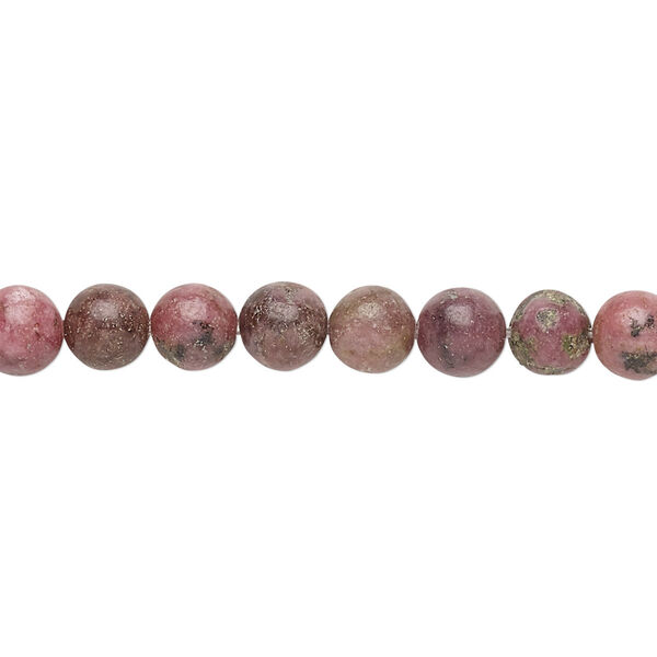 Bead, rhodonite (natural), 5-6mm round, D grade, Mohs hardness 5-1/2 to 6-1/2. Sold per 15" to 16" strand. image number 0