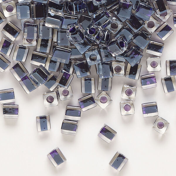 Seed bead, Miyuki 1pkg10g, glass, 3.5-3.7mm square, transparent grape inside dyed color clear (SB-223) image number 0