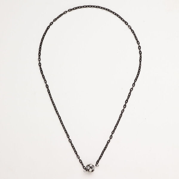 Aluminum / steel / glass rhinestone 1pkg3, oval rolo chain / ball assortment mixed finish / clear 18 inch 3mm image number 3