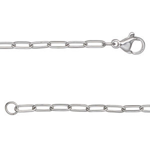Chain 1pkg1 paperclip, 2.6mm / lobster claw clasp, stainless steel 24 inch