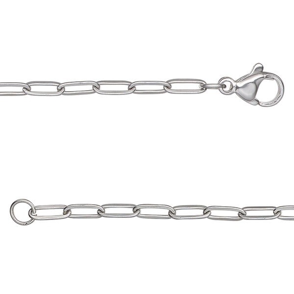 Chain 1pkg1 paperclip, 2.6mm / lobster claw clasp, stainless steel 24 inch image number 0