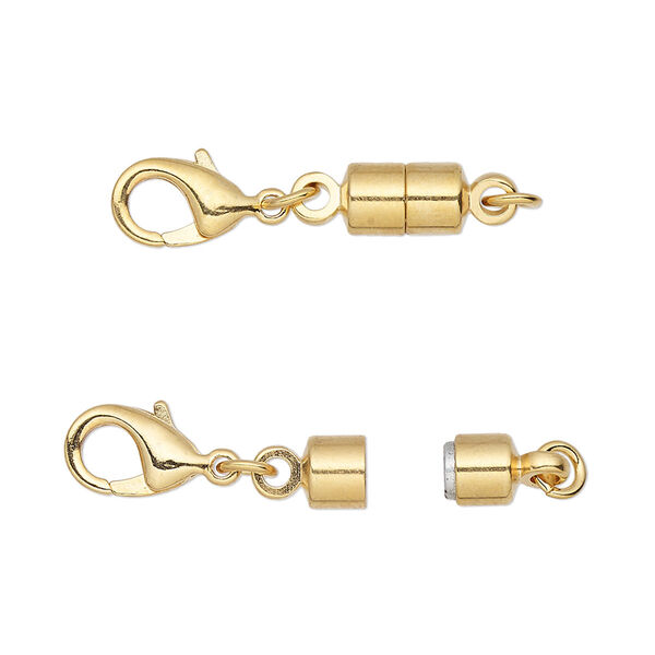 Clasp converter, magnetic, Magna Clasp™, gold-plated brass, 25x6mm. Sold individually. image number 0