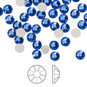 Flat back 144pk sapphire foil back, Preciosa MAXIMA Czech crystal hotfix rhinestone 4.6-4.8mm chaton rose round SS20