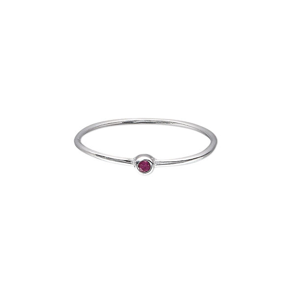 Ring, Create Compliments®, cubic zirconia and sterling silver, ruby red, 3mm wide, size 9. Sold individually. image number 0
