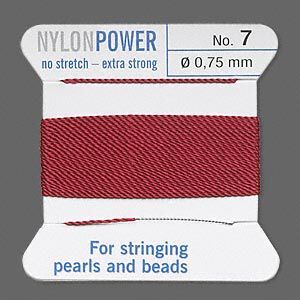 Thread, Griffin, nylon, garnet red, size #7. Sold per 2-meter card (approximately 78 inches).