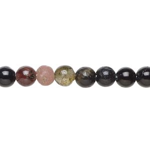 Multi-tourmaline 1pkg1, hand-cut round bead natural 13 inch 6-7mm