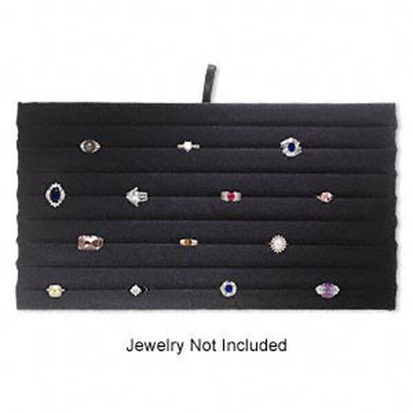 Display insert, ring, velvet, black, 14 x 7-3/4 x 3/4 inches with 8 slotted rows. Sold individually. image number 0