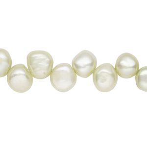 Pearl, cultured freshwater (dyed), aloe, 7-8mm top-drilled flat-sided potato with 0.4-0.5mm hole, D grade, Mohs hardness 2-1/2 to 4. Sold per 14-inch strand.