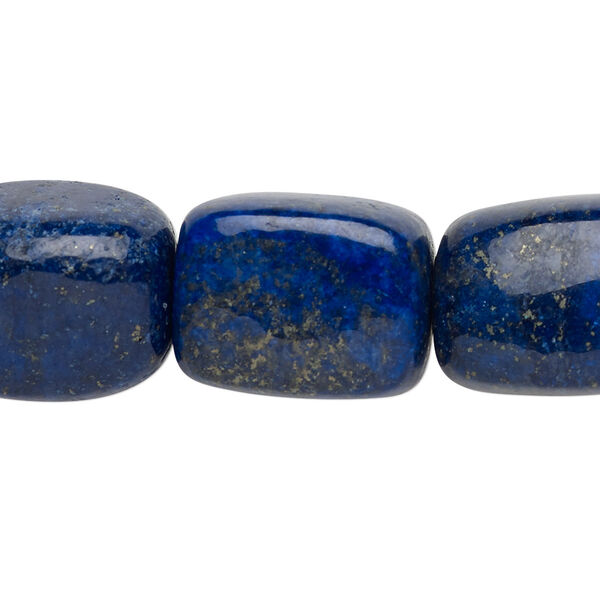 Bead, lapis lazuli (dyed), medium tumbled nugget, Mohs hardness 5 to 6. Sold per 8-inch strand. image number 0