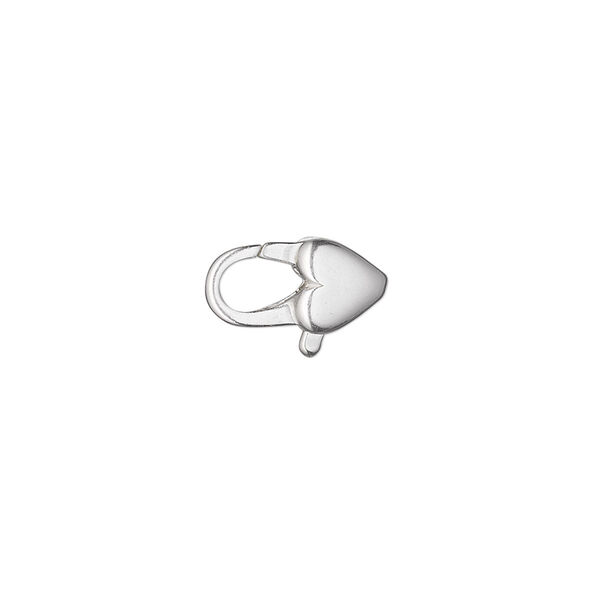 Clasp, lobster claw, sterling silver, 13x7mm heart. Sold individually. image number 0