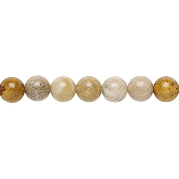Indonesian fossil coral 1pkg1, round bead natural 15.5-16 inch 6mm image number 0