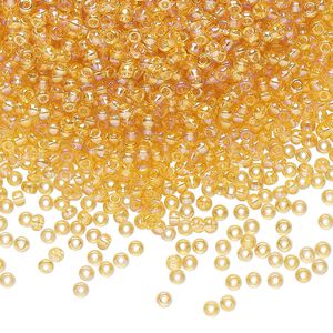 Seed bead, Preciosa Ornela Czech glass, pkg/50g, #11 rocaille, translucent rainbow light topaz, (11020).