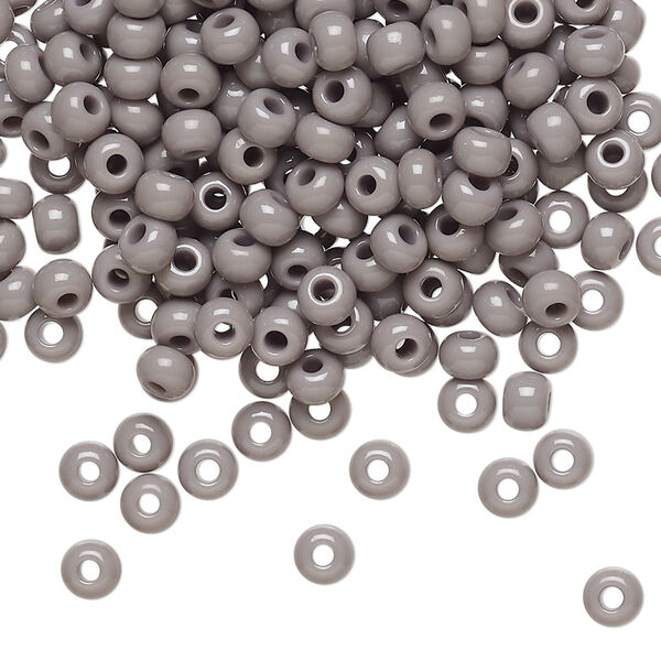 Seed bead, Preciosa Ornela Czech glass, pkg/500g, #6 rocaille, opaque grey, (43020). image number 0