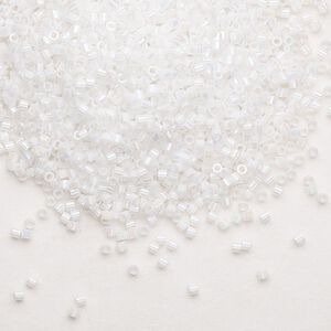 Seed bead, Delica®, glass, pkg/250g, #15 round, opaque rainbow white pearl (DBS-0202).