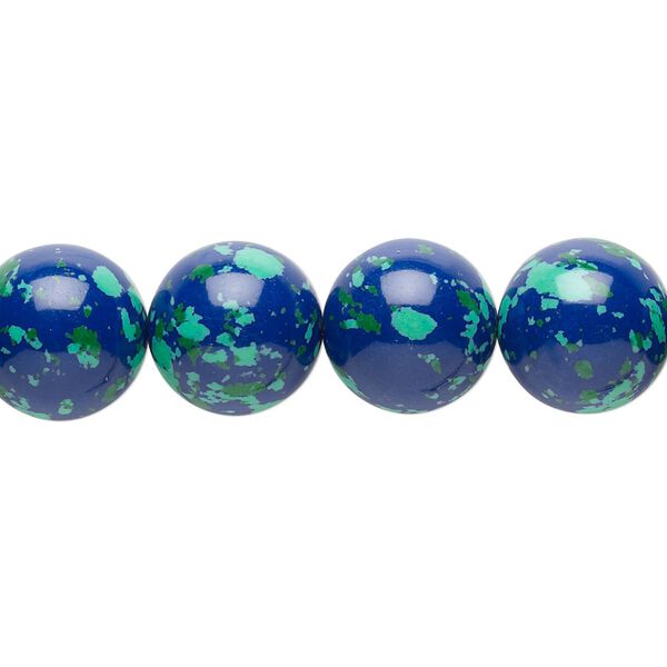 Bead, resin, dark blue / green / turquoise blue, 12mm round. Sold per 15" to 16" strand. image number 0