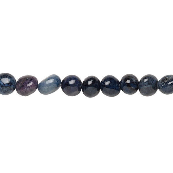 Bead, dumortierite (natural), small pebble, Mohs hardness 7. Sold per 8-inch strand, approximately 30 beads. image number 0