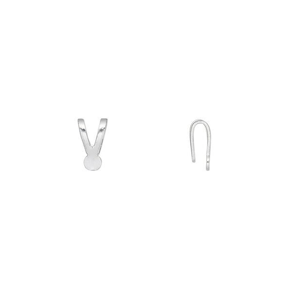 Bail, pendant, silver-finished brass, 8x4mm with 3mm flat pad. Sold per pkg of 100. image number 0