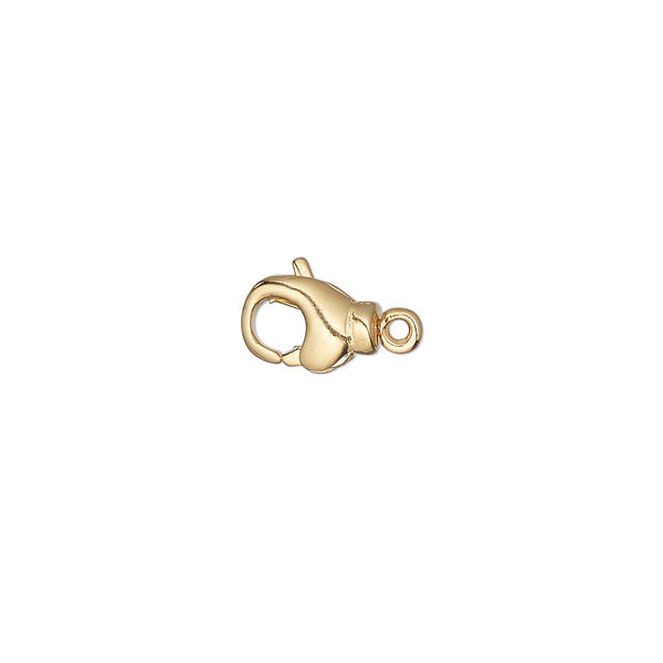 Clasp, lobster claw, gold-plated brass, 8x5mm with swivel. Sold per pkg of 4. image number 0