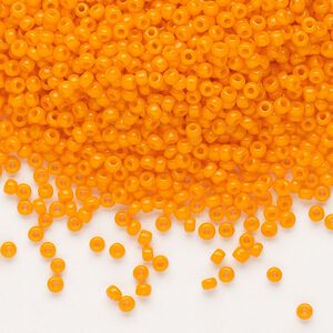 Seed bead, Dyna-Mites™, glass, pkg/1/2kg, #11 round, opaque orange, (733 11/0 RR).