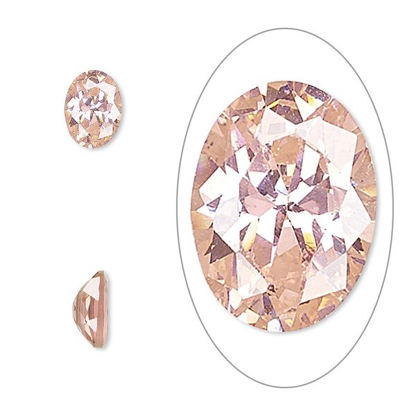 Gem, cubic zirconia, sapphire rose, 8x6mm faceted oval, Mohs hardness 8-1/2. Sold per pkg of 2. image number 0