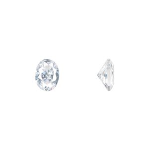 Gem, cubic zirconia, spinel white, 8x6mm faceted oval, Mohs hardness 8-1/2. Sold per pkg of 2.