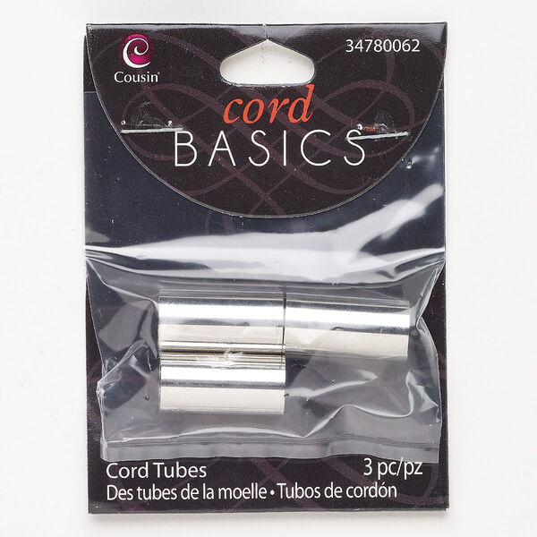 Brass 1pkg3, round tube cone end silver-finished 24x12mm image number 0