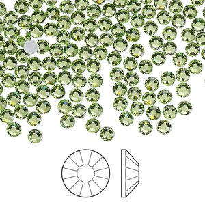 Flat back 1440pk peridot foil back, Preciosa Viva 12® Czech crystal rhinestone 3-3.2mm chaton rose round SS12