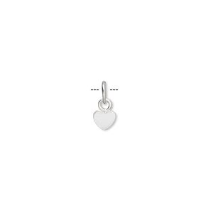 Charm, sterling silver, 5x4mm flat heart. Sold per pkg of 10.