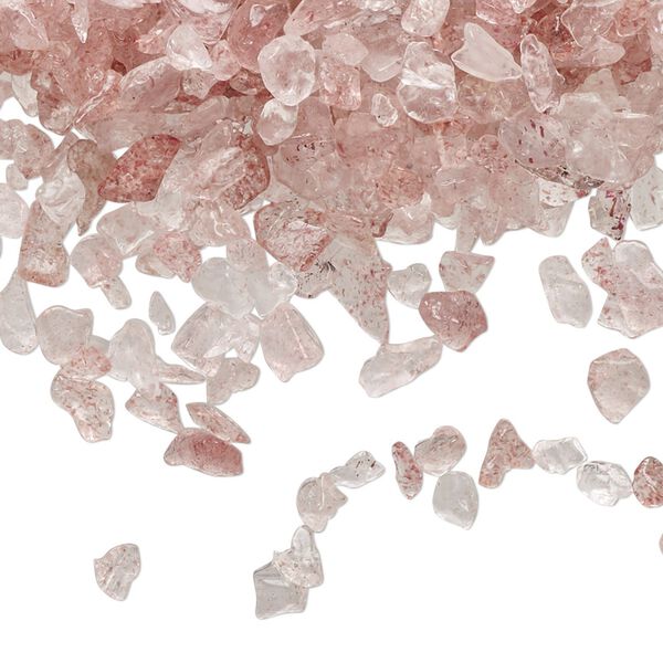 Strawberry quartz 1pkg1, undrilled tumble polished inlay chip natural 2 oz mini image number 0