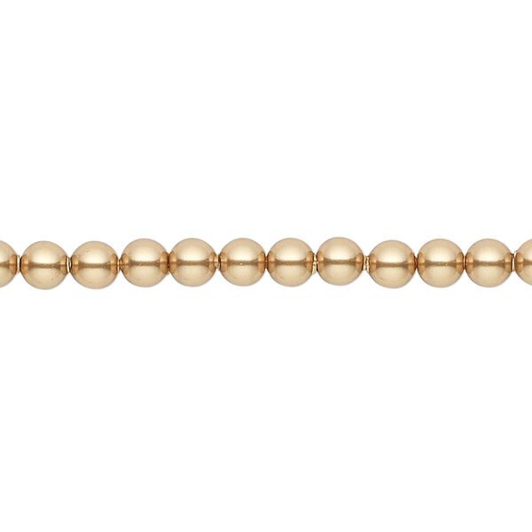 Pearl 500pk bright gold, Crystal Passions® 4mm round 5810 image number 0